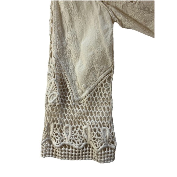 Hint of Mint Crochet Lace Top Womens Small Ivory Boho Long Sleeve Lace - Picture 6 of 9